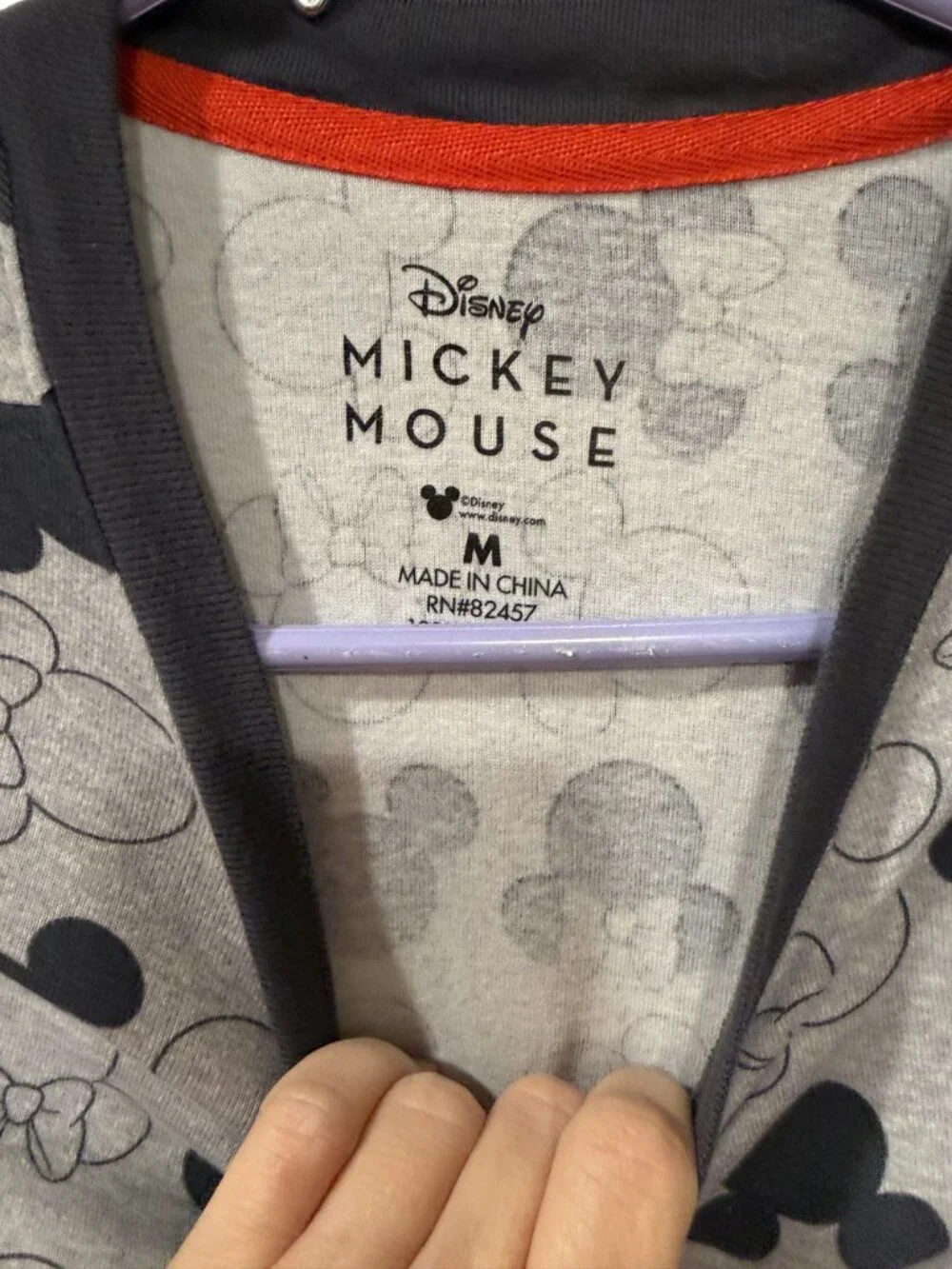 Disney Mickey Mouse Grey Pajama Set For women With Black Pattern Print - Size M - Picture 3 of 5